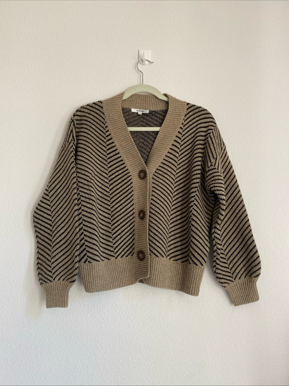 Splendid Women’s Kendall Striped Cardigan In Black/camel Heather